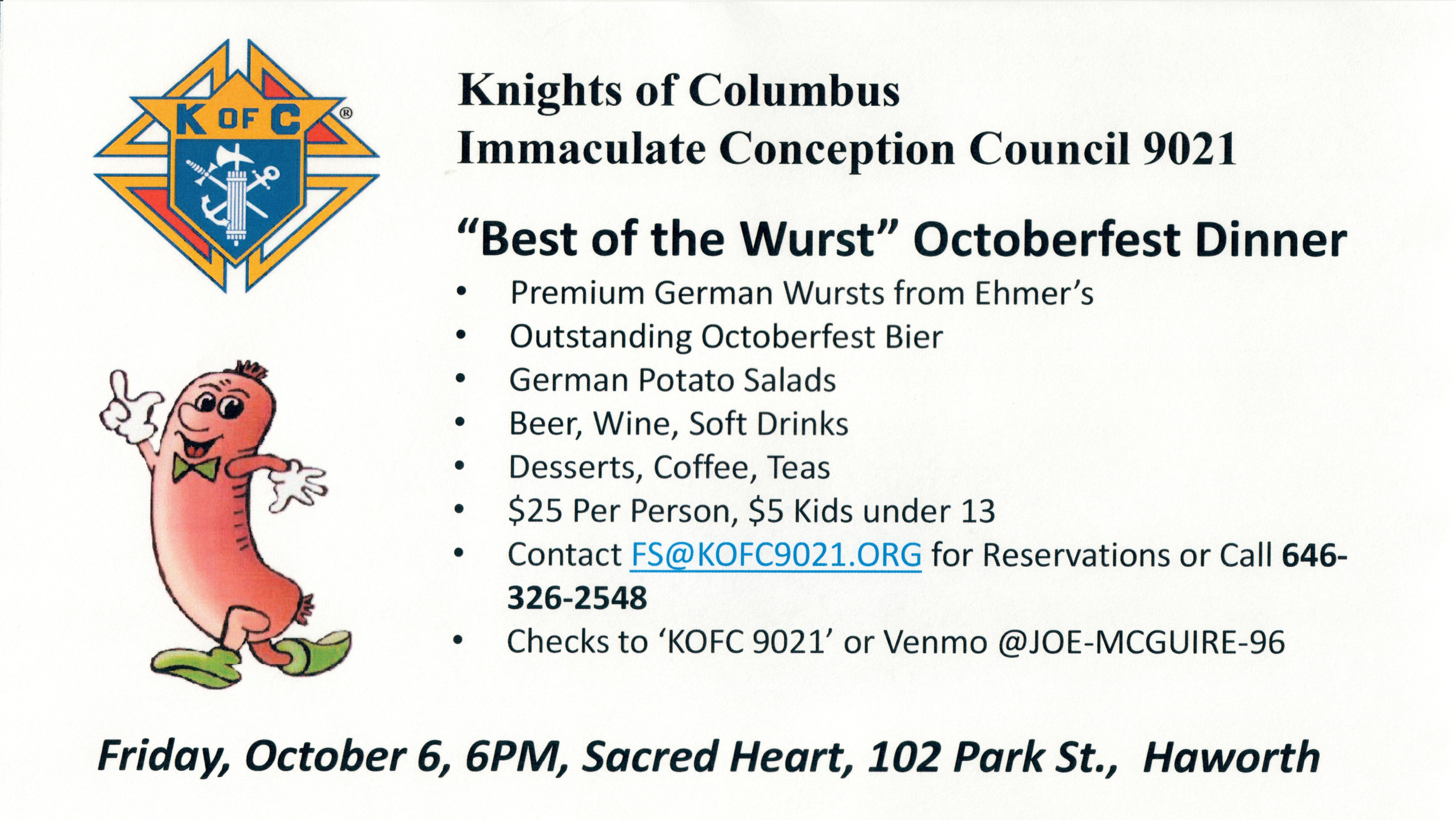 Octoberfest ~ Friday, Oct. 6 @ Sacred Heart Church | Haworth | New Jersey | United States