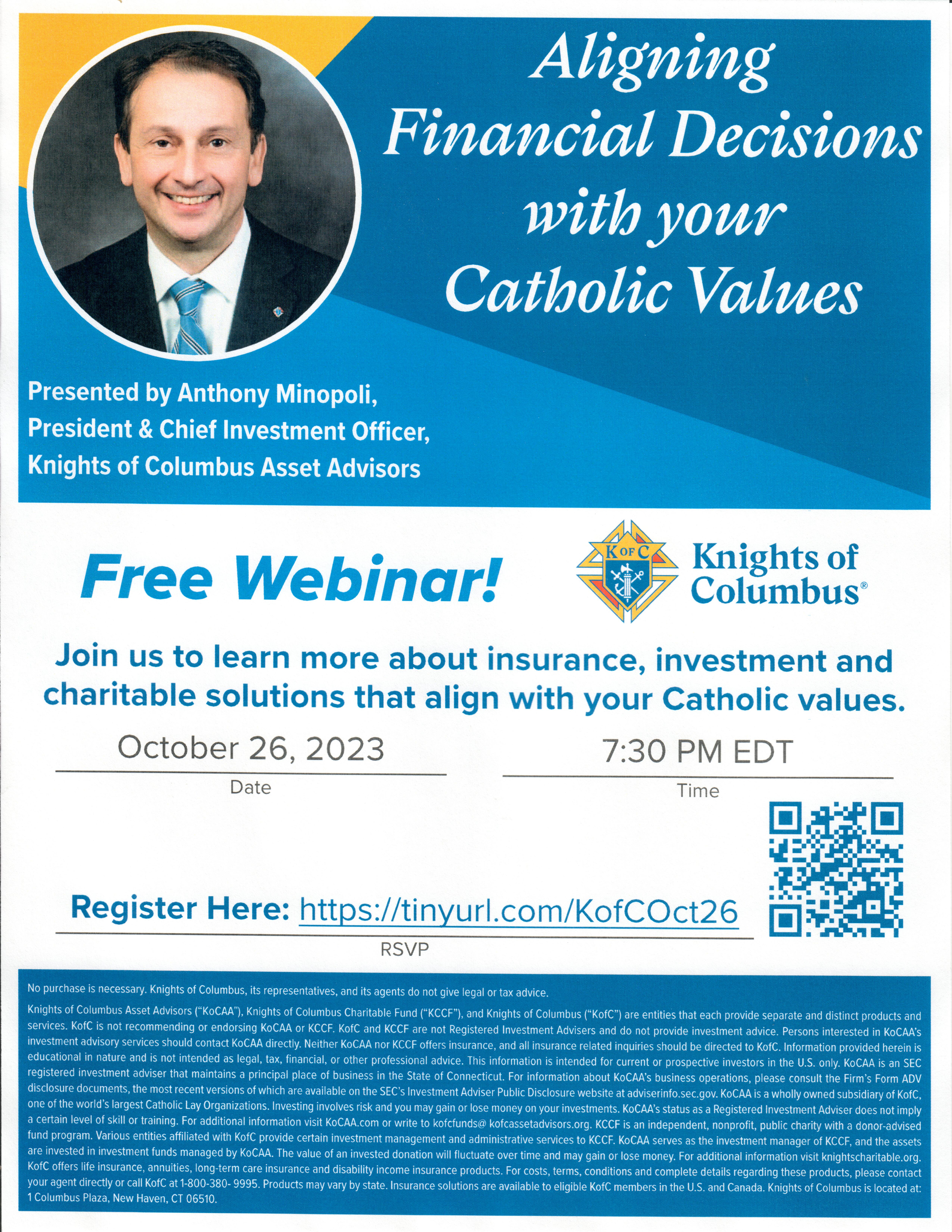 Aligning Financial Decisions with your Catholic Values @ St. Anthony Parish Hall | Northvale | New Jersey | United States